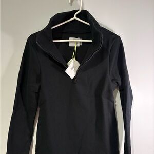 Dudley Stephens Kaki Pullover 1/4 zip in Black Vello Fleece NWT